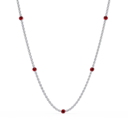 12.3 CTW Oval & Round Colorstone Necklace