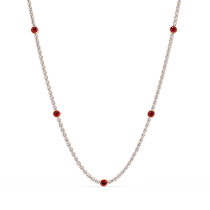 12.3 CTW Oval & Round Colorstone Necklace