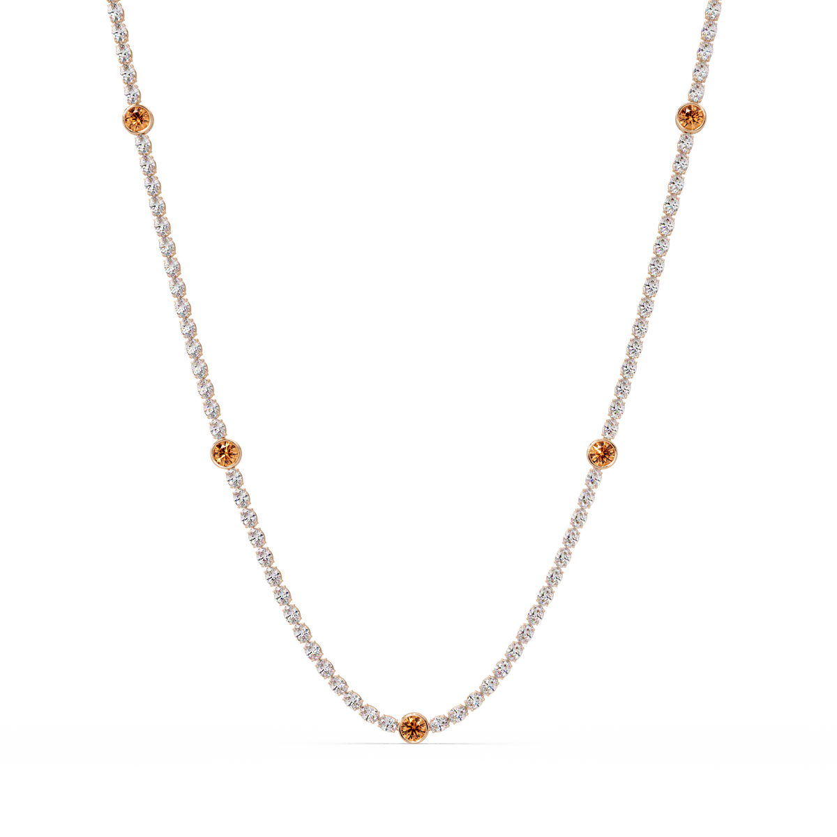 12.3 CTW Oval & Round Colorstone Necklace