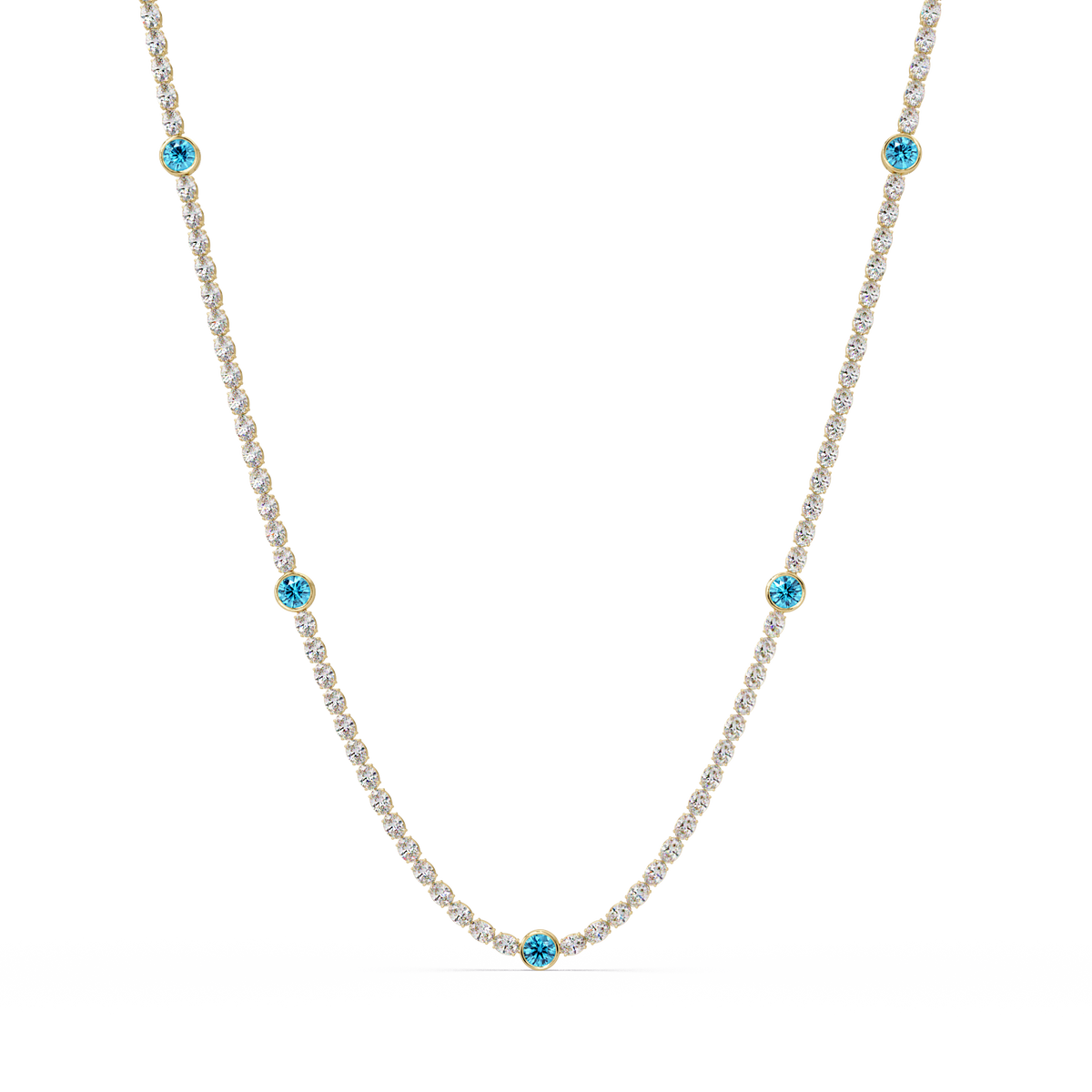 12.3 CTW Oval & Round Colorstone Necklace