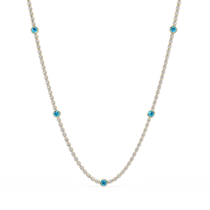 12.3 CTW Oval & Round Colorstone Necklace