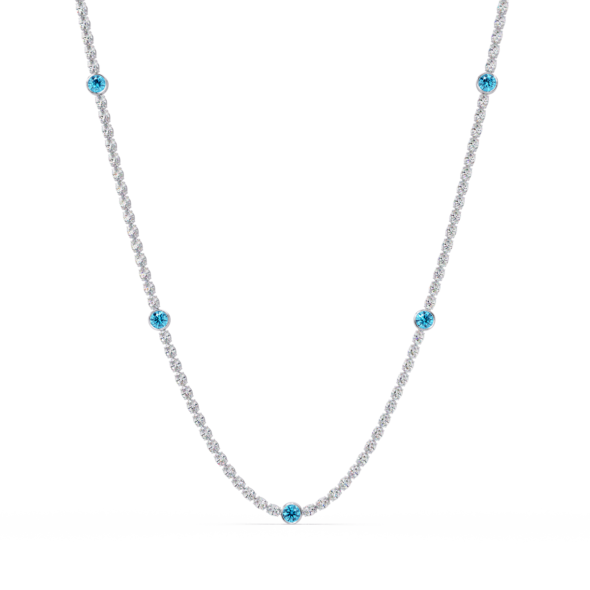 12.3 CTW Oval & Round Colorstone Necklace