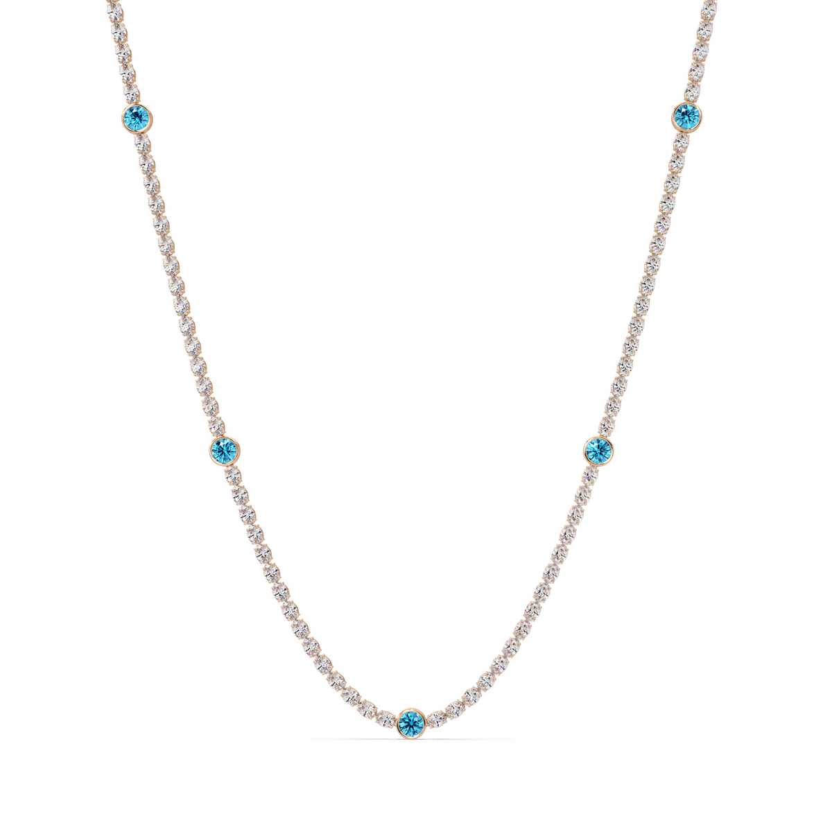 12.3 CTW Oval & Round Colorstone Necklace