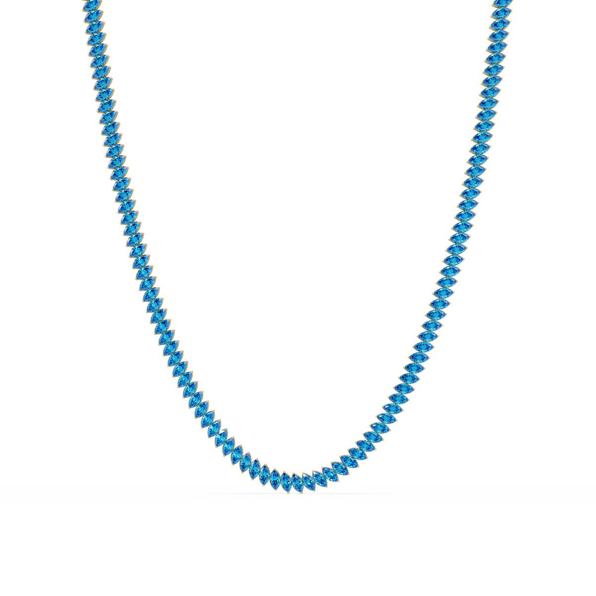 16.0 CTW Marquise-Cut Colorstone Tennis Necklace
