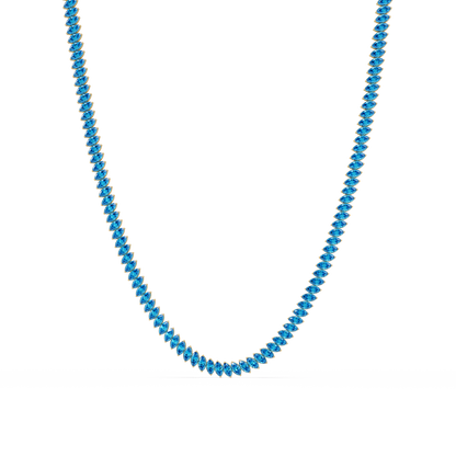 16.0 CTW Marquise-Cut Colorstone Tennis Necklace