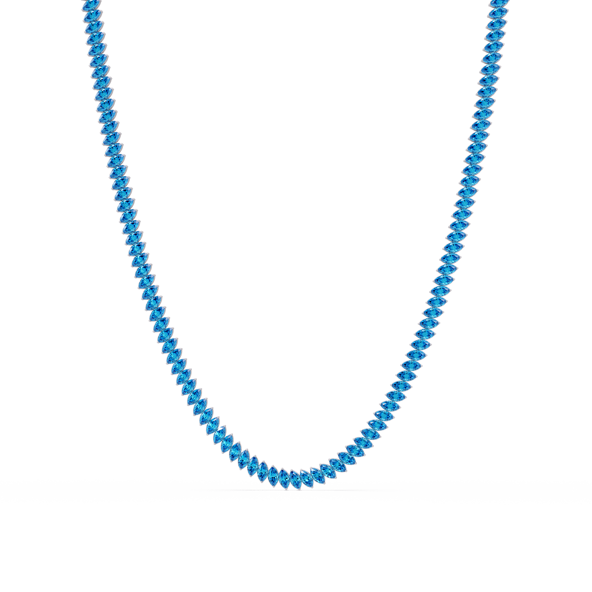 16.0 CTW Marquise-Cut Colorstone Tennis Necklace