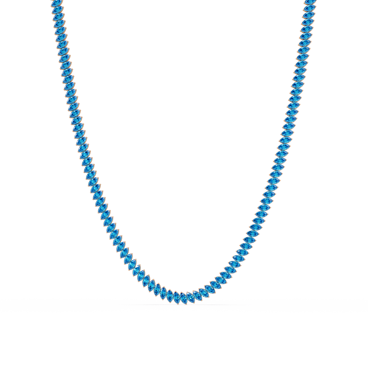 16.0 CTW Marquise-Cut Colorstone Tennis Necklace