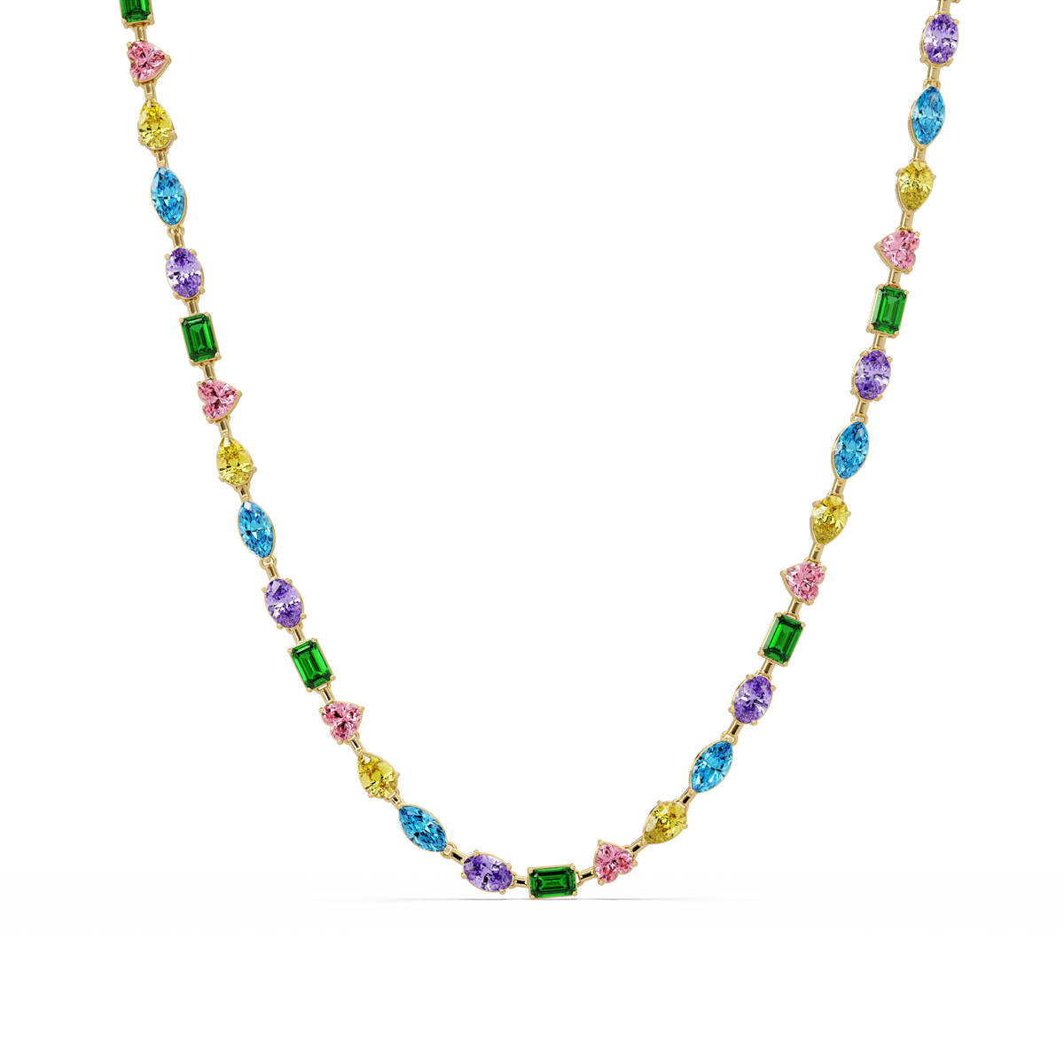 15.1 CTW Mixed-Shape Colorstone Necklace
