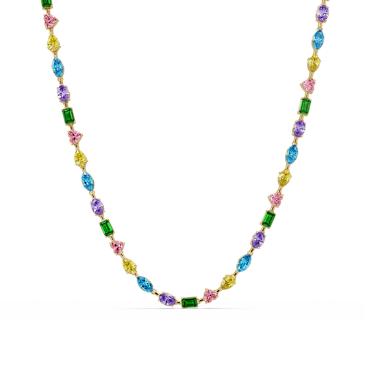15.1 CTW Mixed-Shape Colorstone Necklace