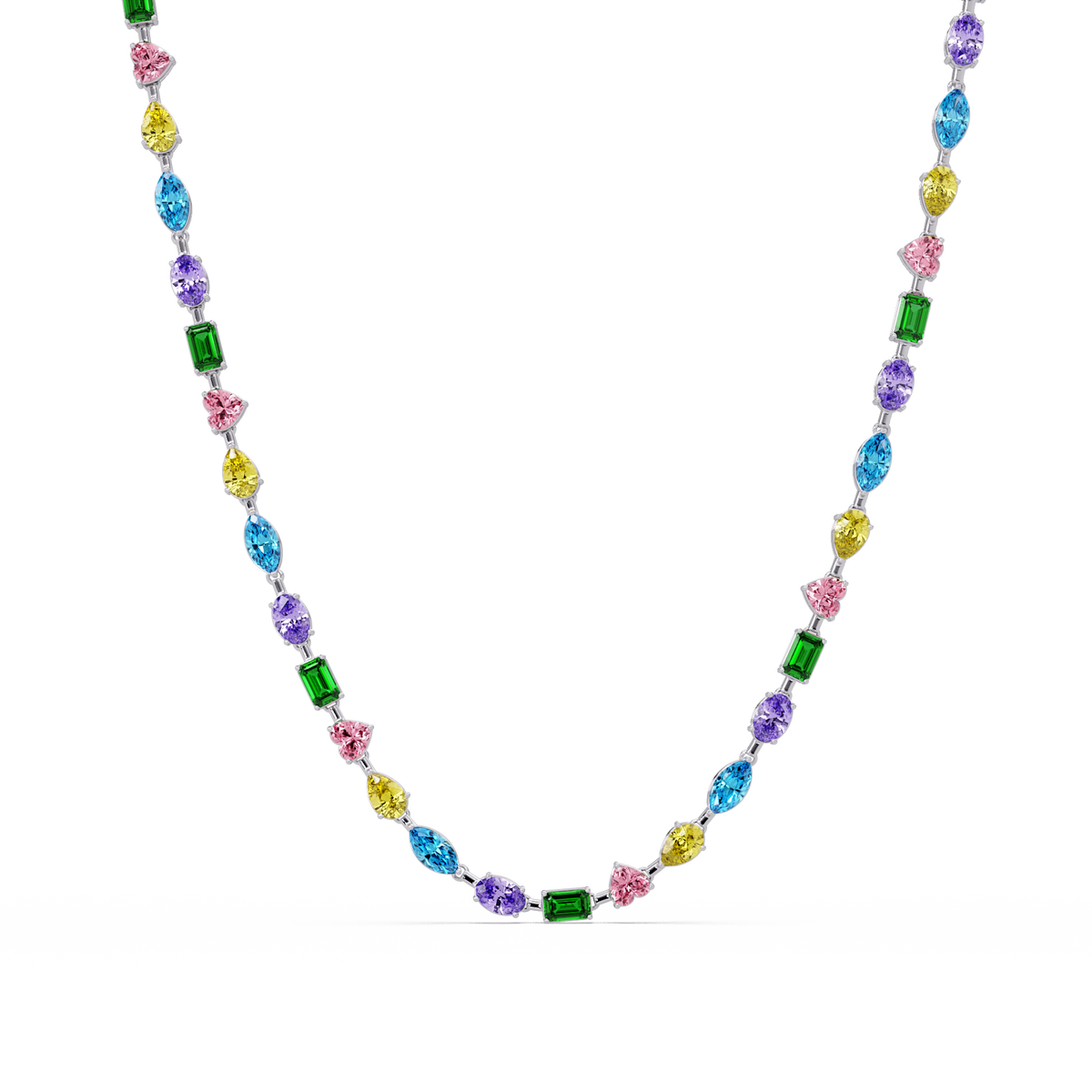 15.1 CTW Mixed-Shape Colorstone Necklace
