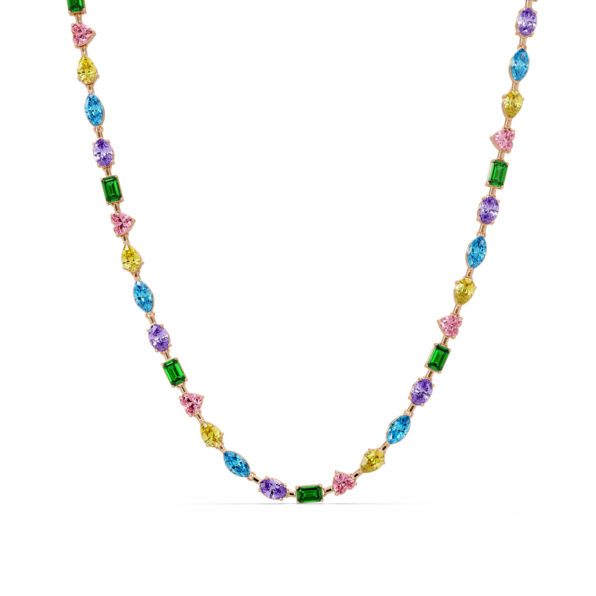 15.1 CTW Mixed-Shape Colorstone Necklace
