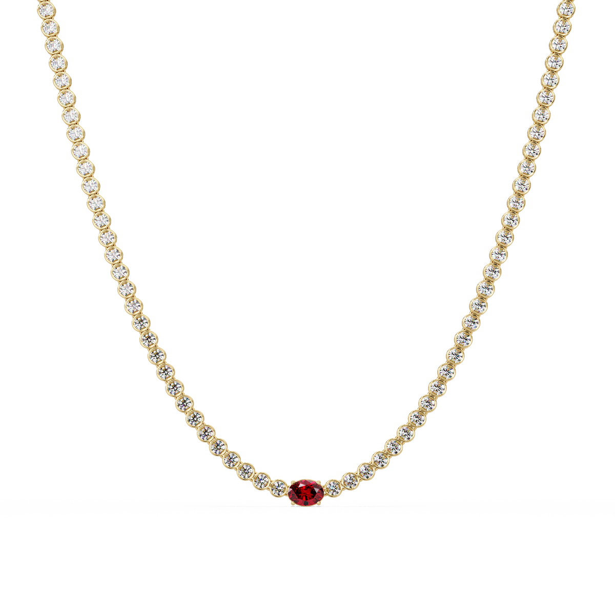 10.9 CTW Round & Oval Colorstone Necklace