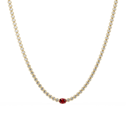 10.9 CTW Round & Oval Colorstone Necklace