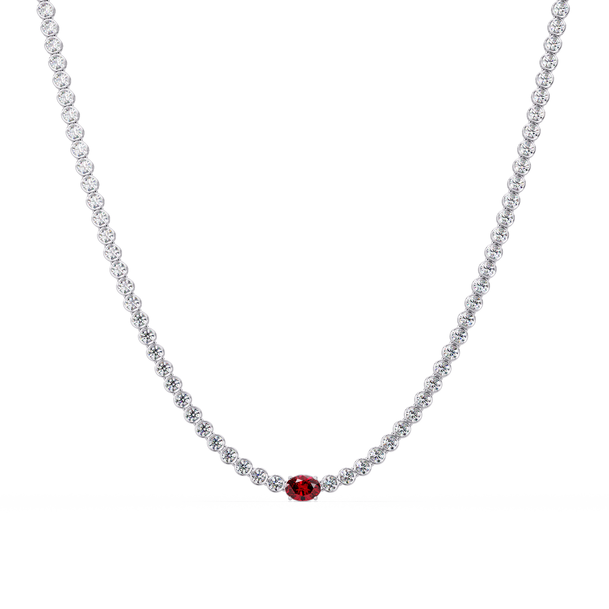 10.9 CTW Round & Oval Colorstone Necklace