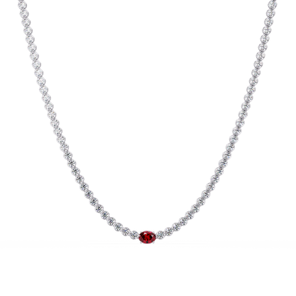 10.9 CTW Round & Oval Colorstone Necklace