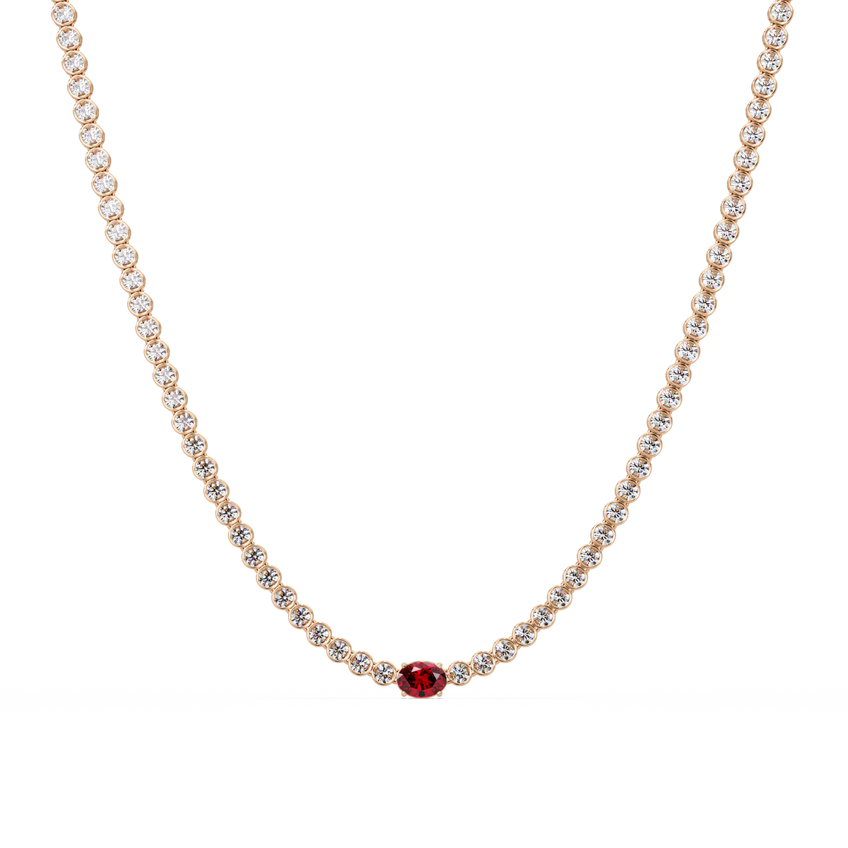 10.9 CTW Round & Oval Colorstone Necklace