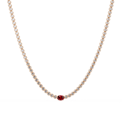 10.9 CTW Round & Oval Colorstone Necklace