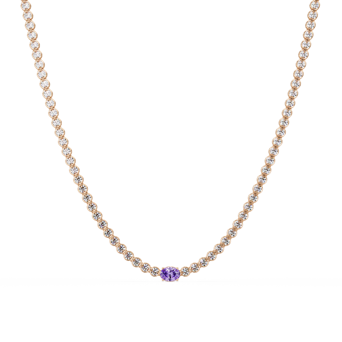 10.9 CTW Round & Oval Colorstone Necklace