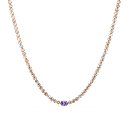 10.9 CTW Round & Oval Colorstone Necklace
