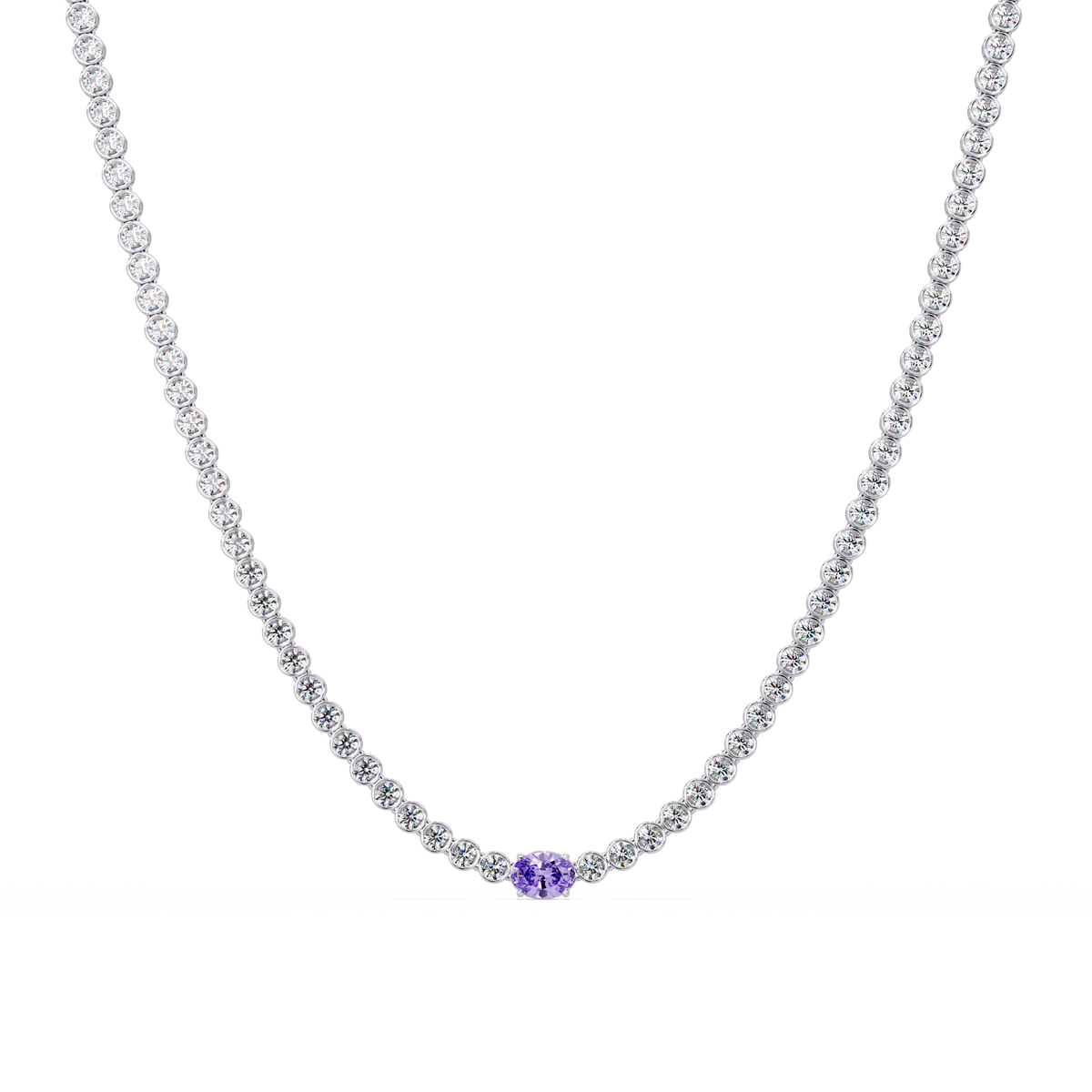 10.9 CTW Round & Oval Colorstone Necklace