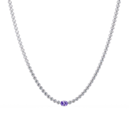 10.9 CTW Round & Oval Colorstone Necklace