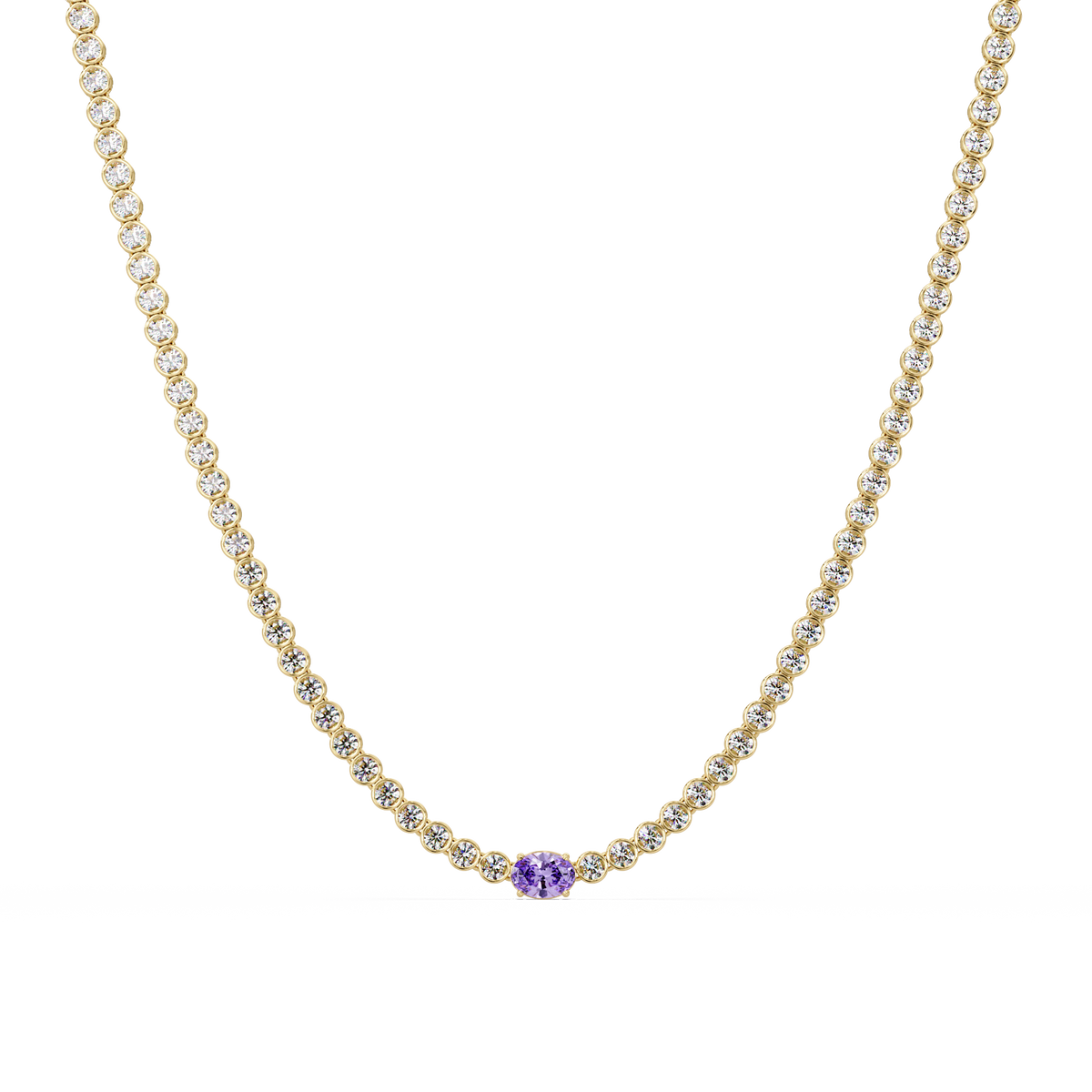 10.9 CTW Round & Oval Colorstone Necklace