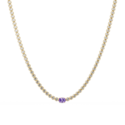 10.9 CTW Round & Oval Colorstone Necklace