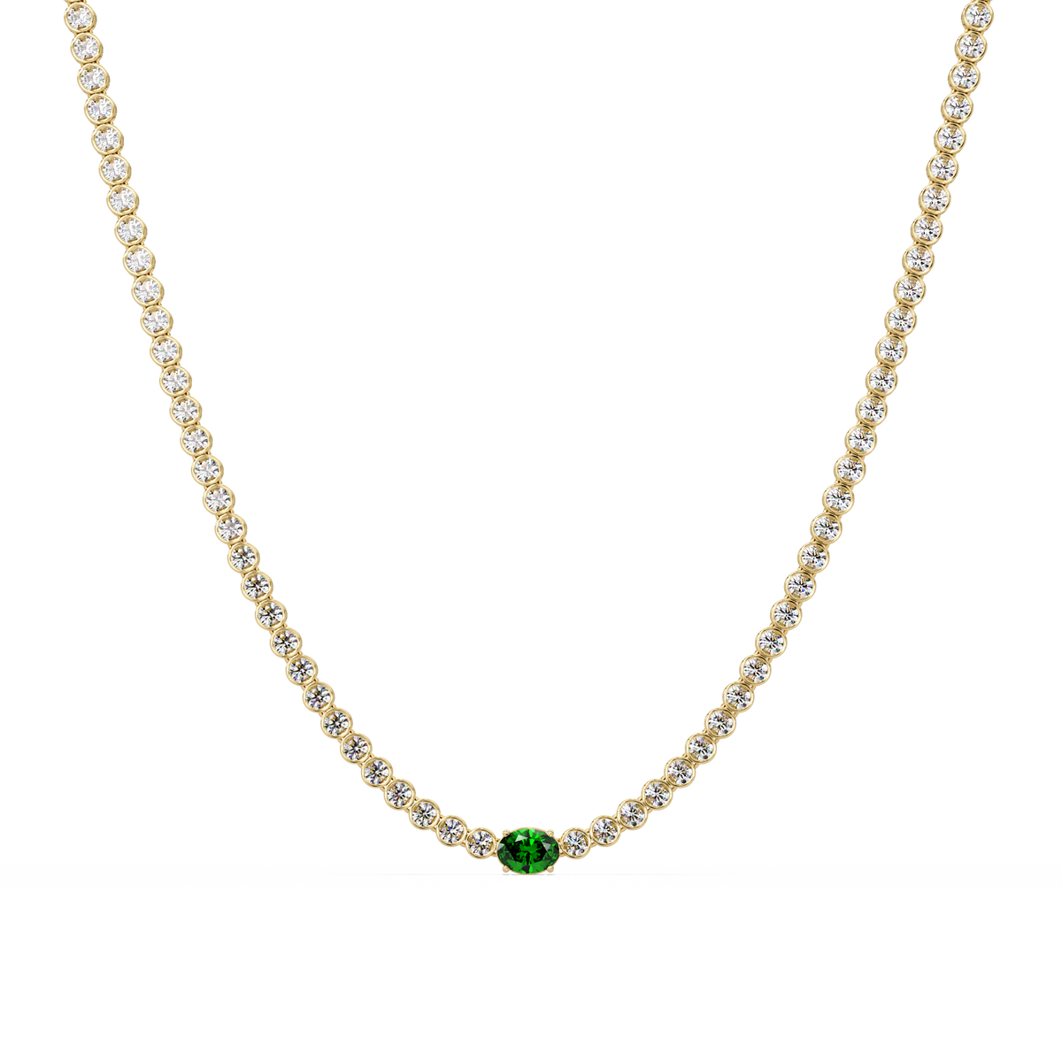 10.9 CTW Round & Oval Colorstone Necklace