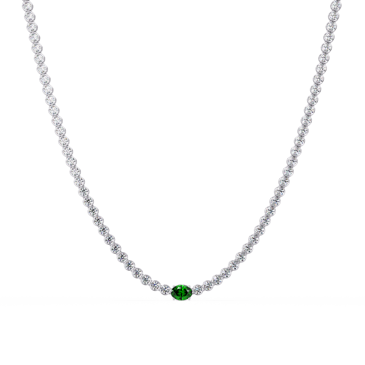 10.9 CTW Round & Oval Colorstone Necklace