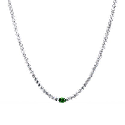 10.9 CTW Round & Oval Colorstone Necklace