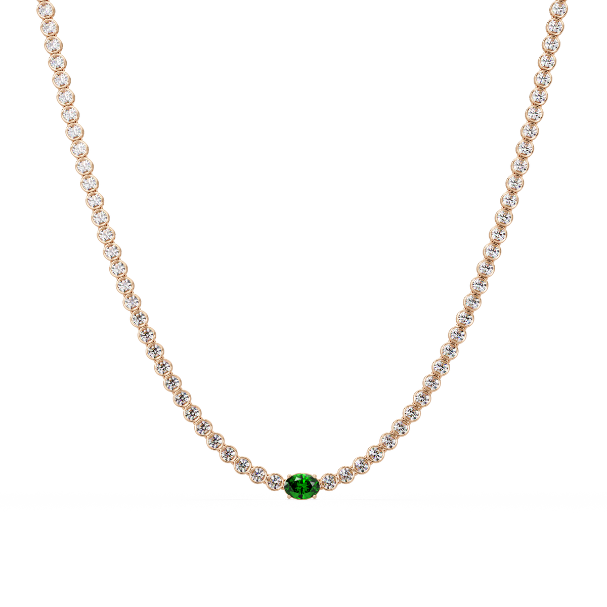 10.9 CTW Round & Oval Colorstone Necklace