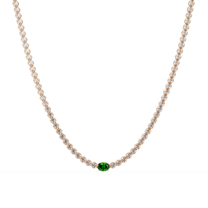 10.9 CTW Round & Oval Colorstone Necklace