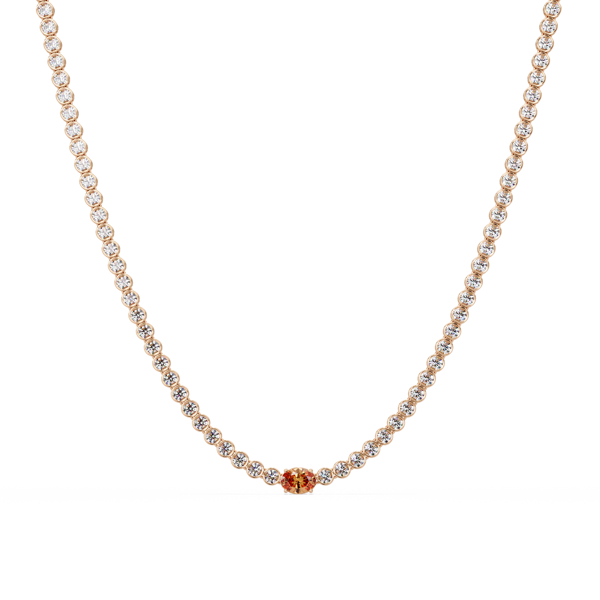 10.9 CTW Round & Oval Colorstone Necklace