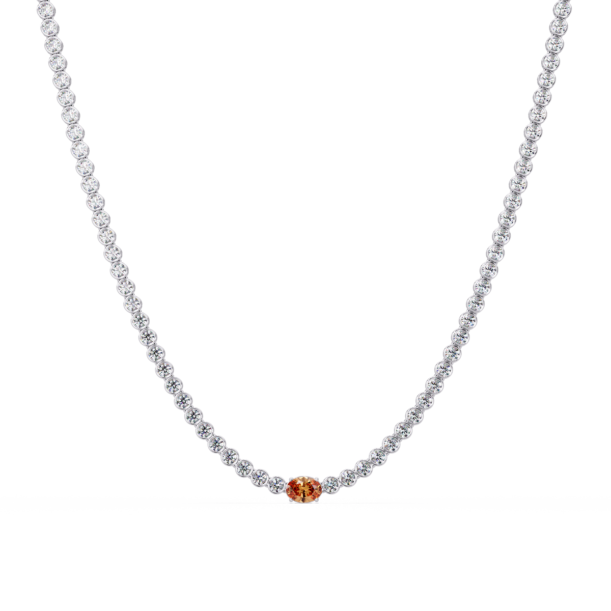 10.9 CTW Round & Oval Colorstone Necklace