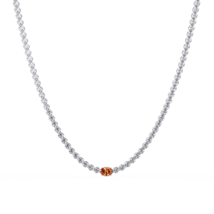 10.9 CTW Round & Oval Colorstone Necklace