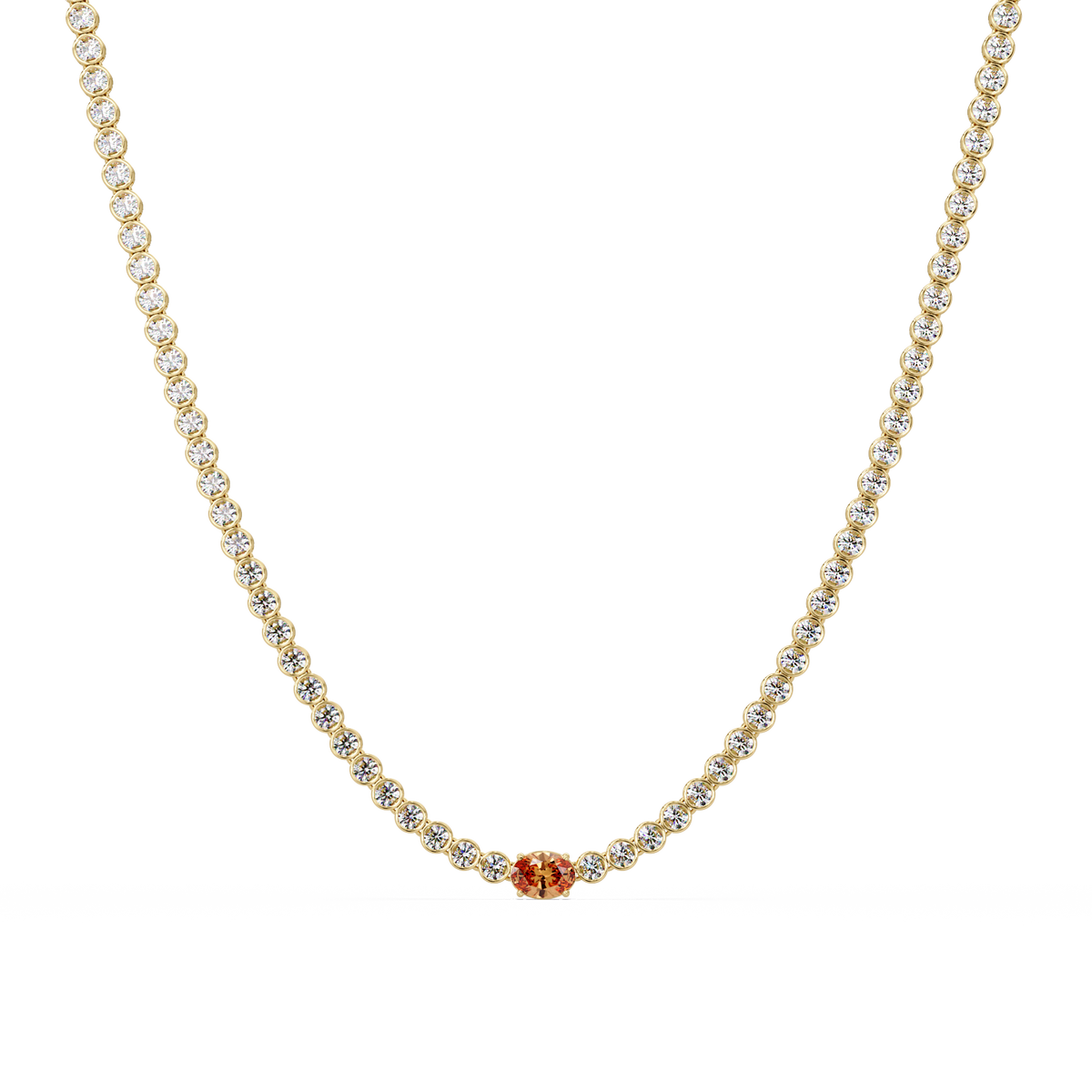 10.9 CTW Round & Oval Colorstone Necklace