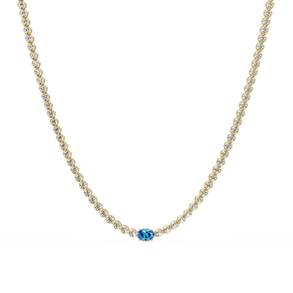 10.9 CTW Round & Oval Colorstone Necklace