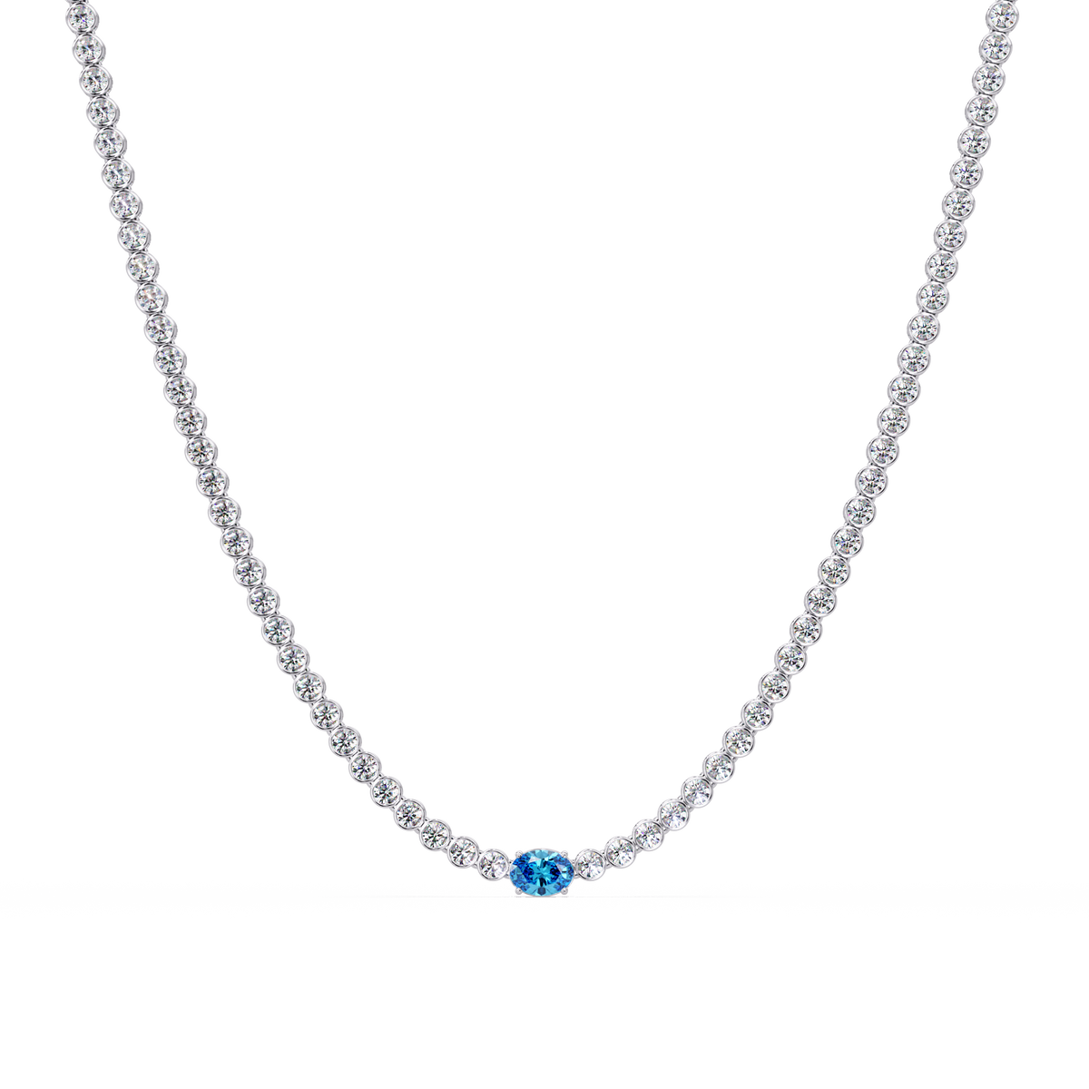 10.9 CTW Round & Oval Colorstone Necklace