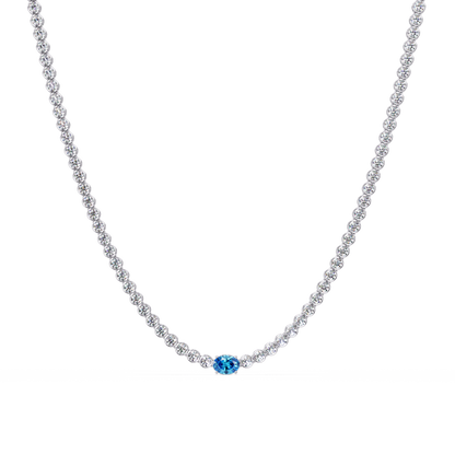 10.9 CTW Round & Oval Colorstone Necklace