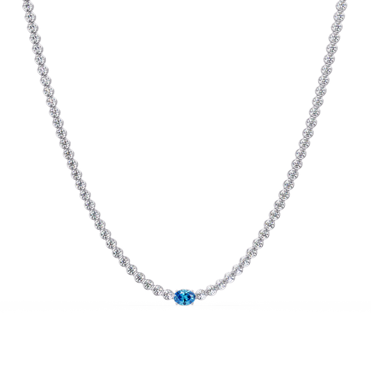 10.9 CTW Round & Oval Colorstone Necklace