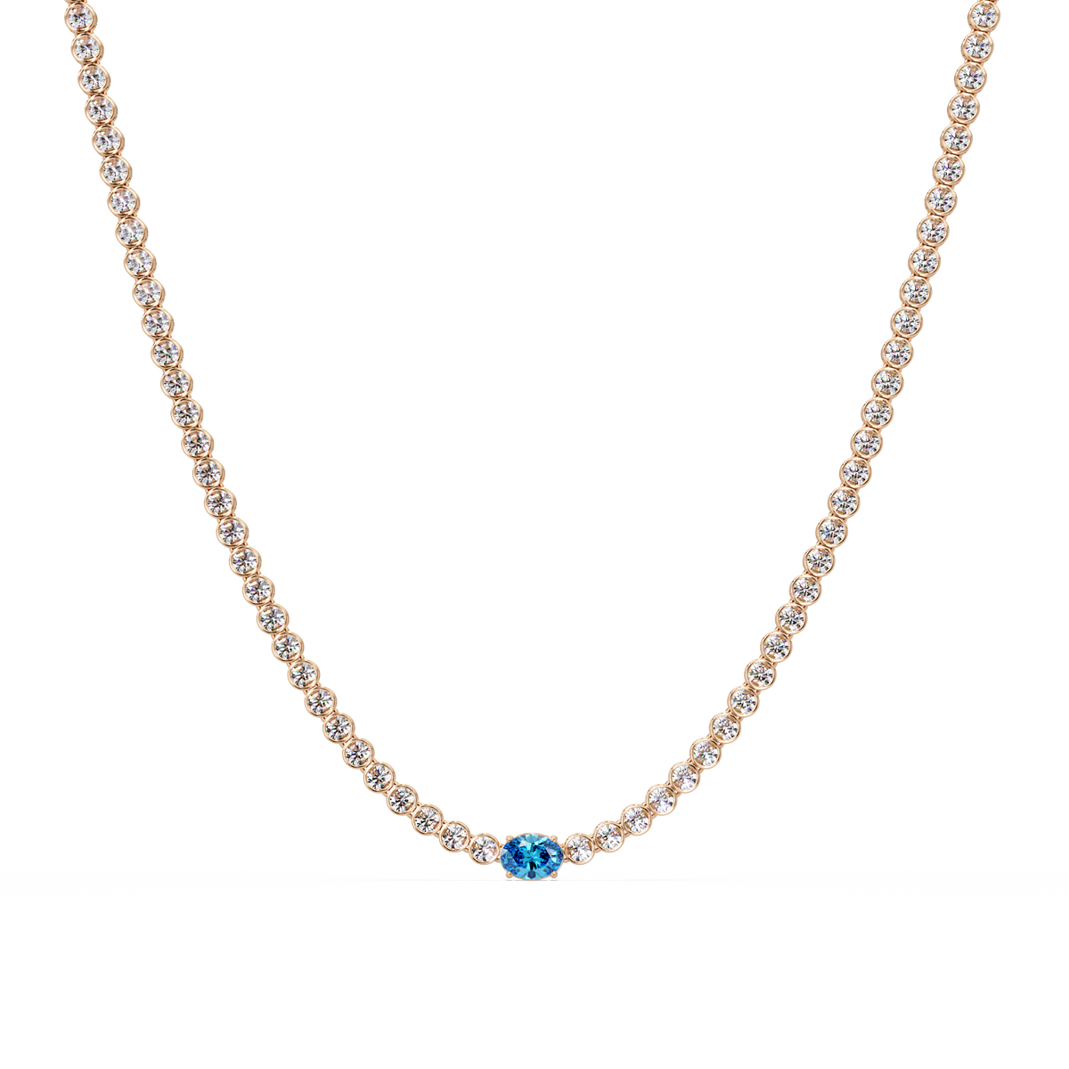 10.9 CTW Round & Oval Colorstone Necklace