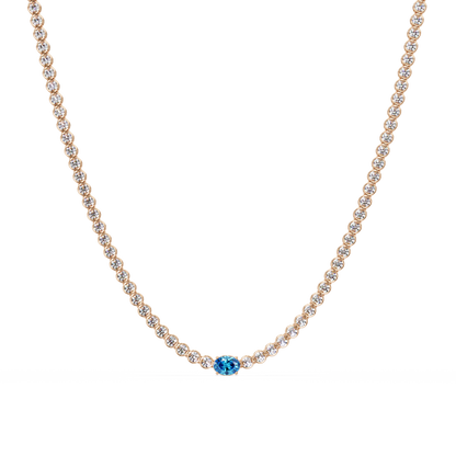 10.9 CTW Round & Oval Colorstone Necklace