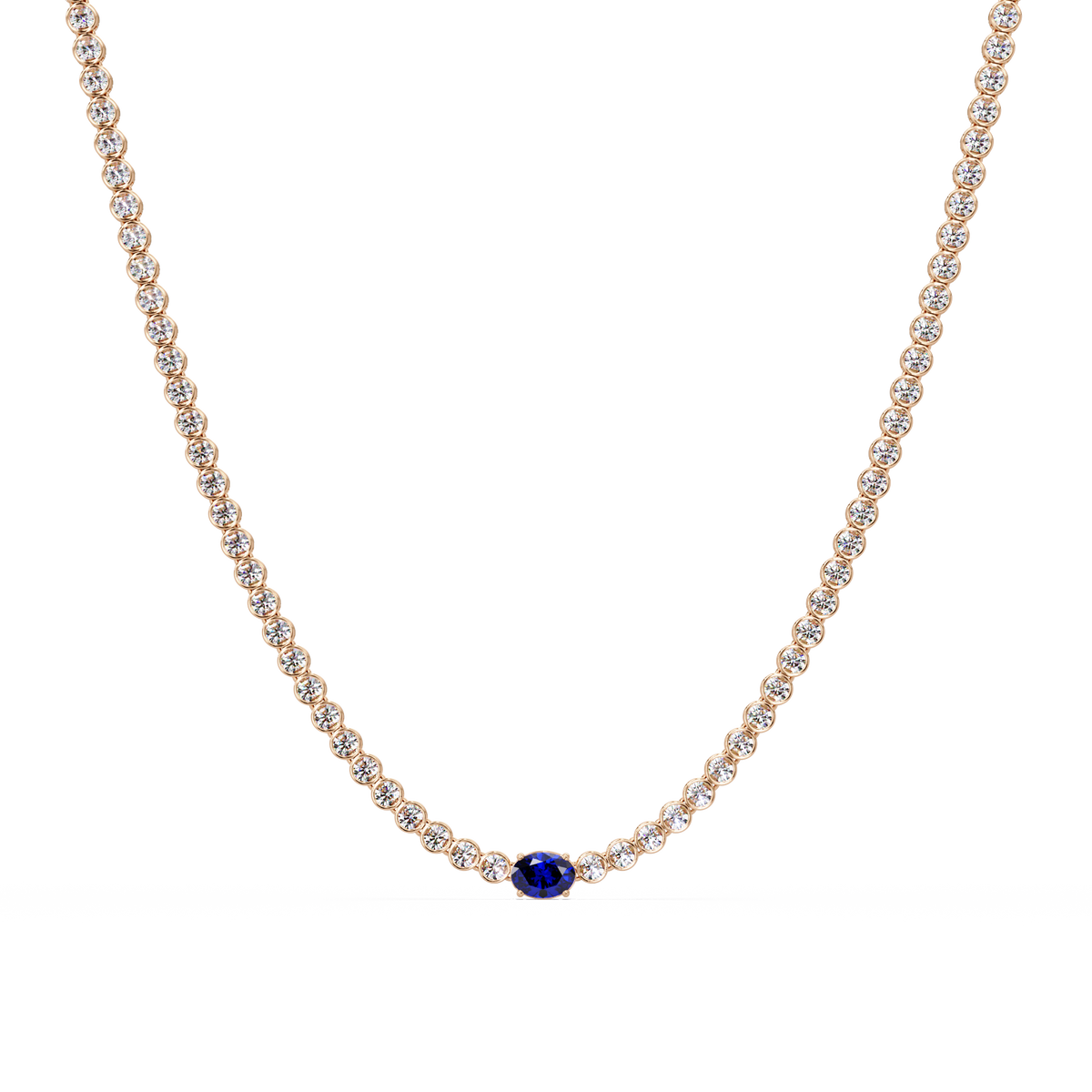 10.9 CTW Round & Oval Colorstone Necklace