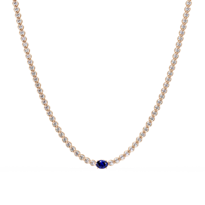 10.9 CTW Round & Oval Colorstone Necklace