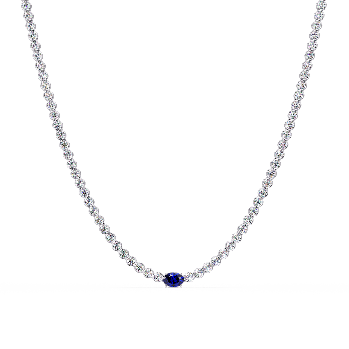 10.9 CTW Round & Oval Colorstone Necklace