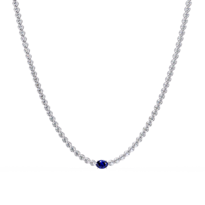 10.9 CTW Round & Oval Colorstone Necklace