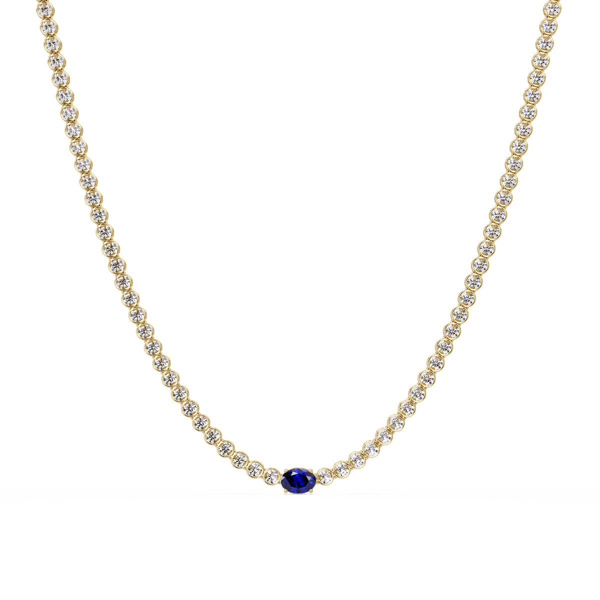 10.9 CTW Round & Oval Colorstone Necklace
