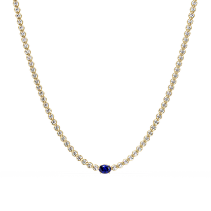 10.9 CTW Round & Oval Colorstone Necklace