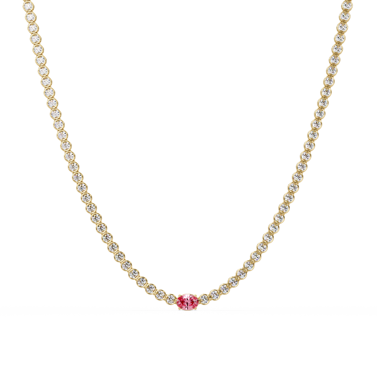 10.9 CTW Round & Oval Colorstone Necklace