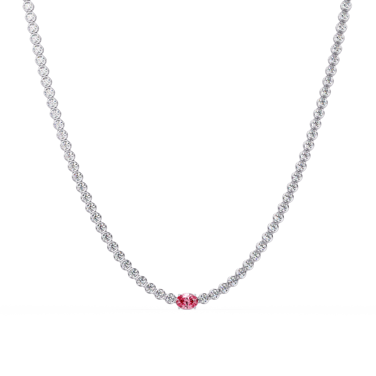 10.9 CTW Round & Oval Colorstone Necklace